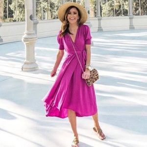Anthropologie Maeve pink wrap dress